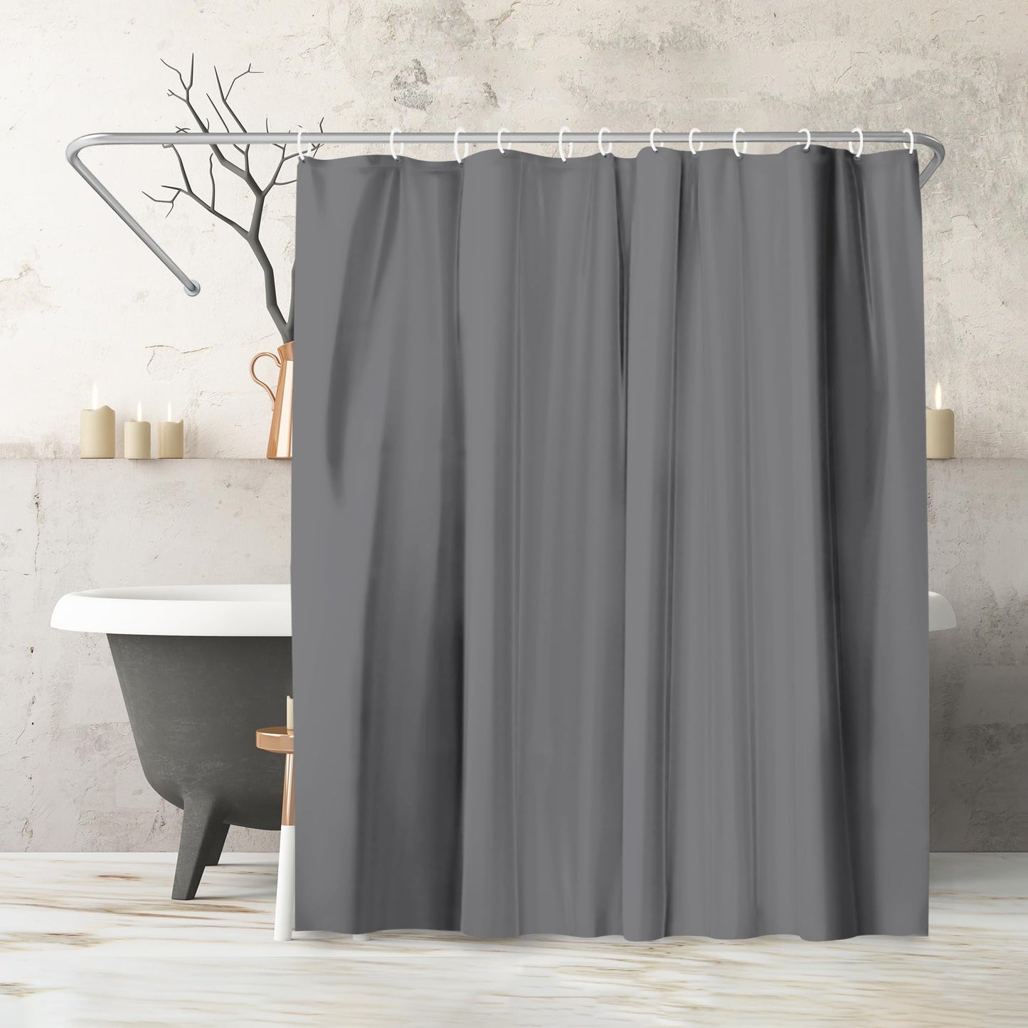 Shower Curtain 71x74, Water-Resistant, Hooks - Americanflat