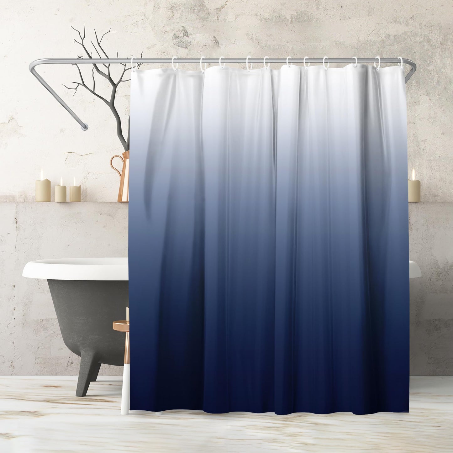 Shower Curtain 71x74, Water-Resistant, Hooks - Americanflat