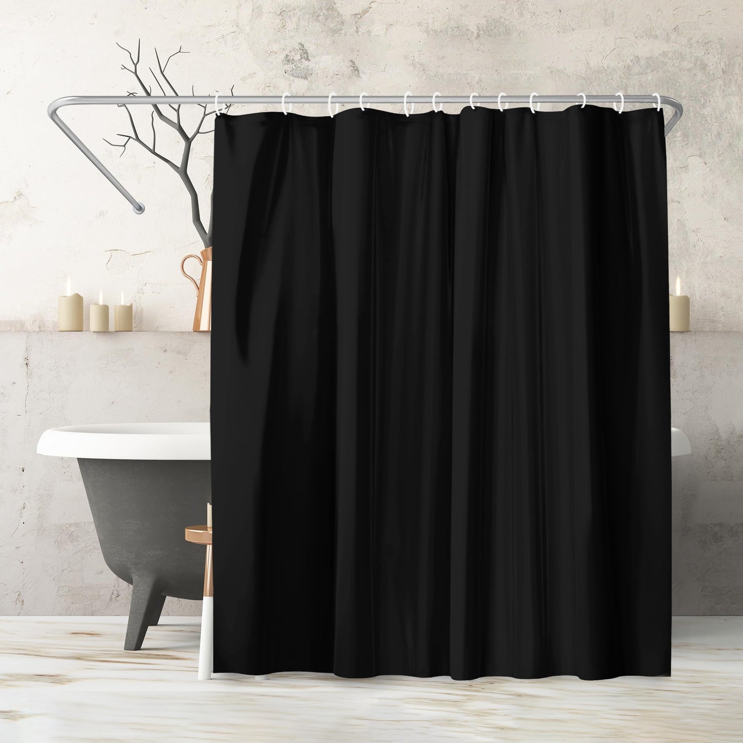 Shower Curtain 71x74, Water-Resistant, Hooks - Americanflat