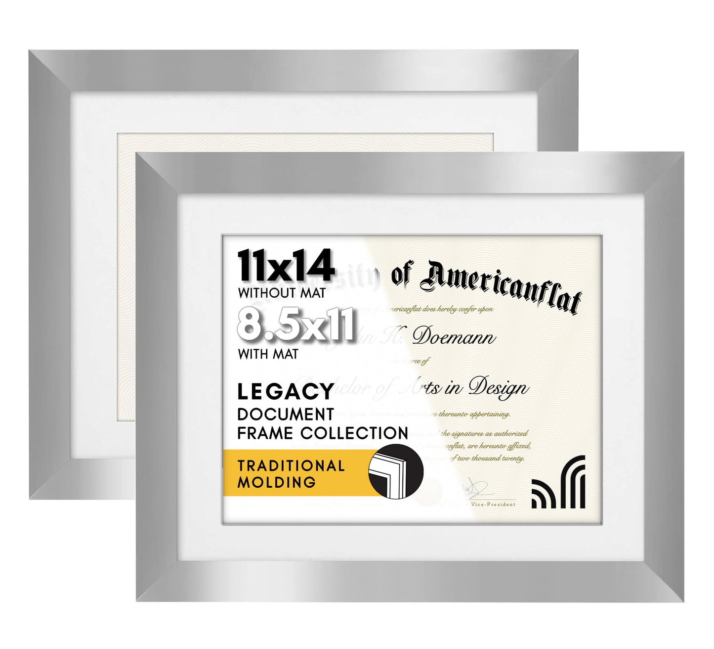 Americanflat Diploma Frames | Set of 2 | With 8.5x11 Mat | Wall Display