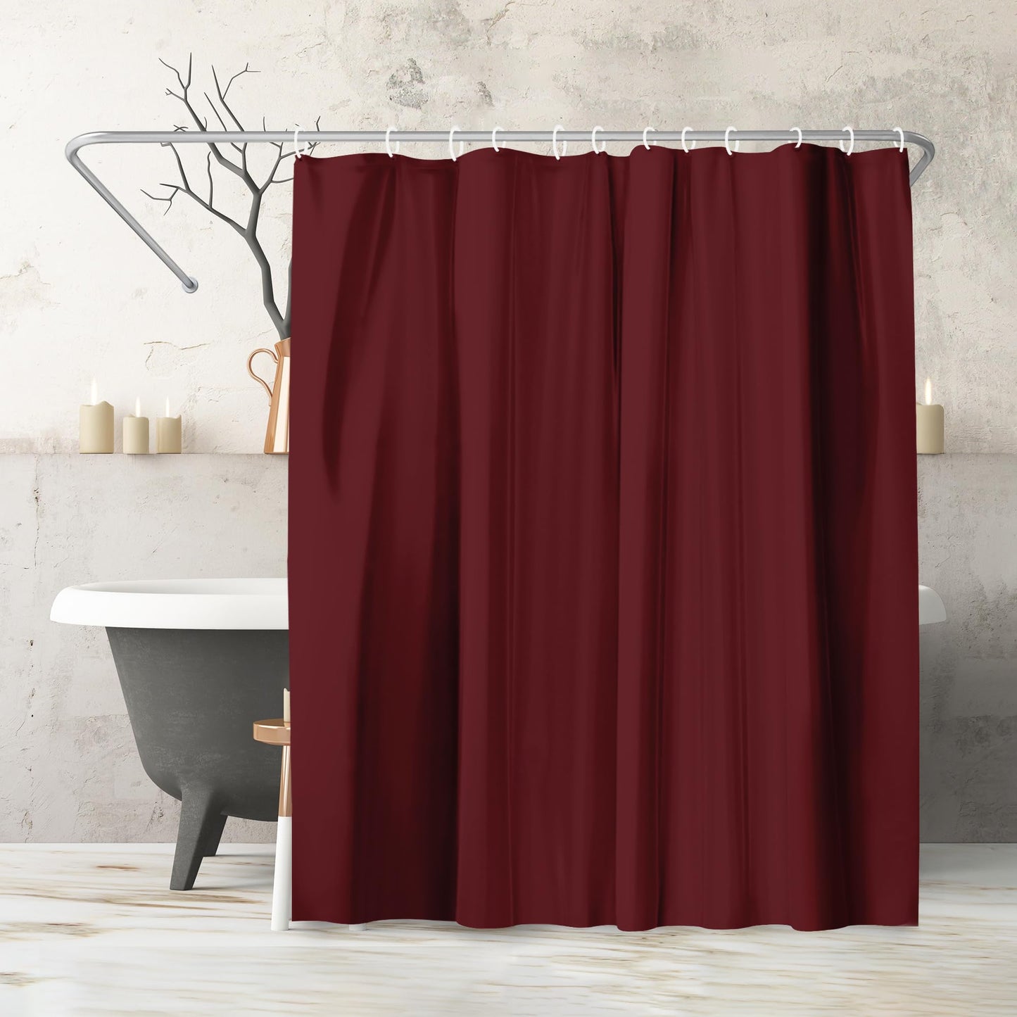Shower Curtain 71x74, Water-Resistant, Hooks - Americanflat