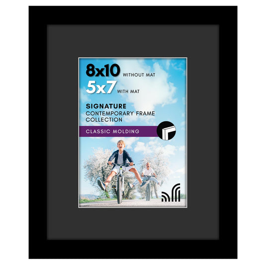 Americanflat Picture Frame | Black Mat and White Trim | Classic Molding