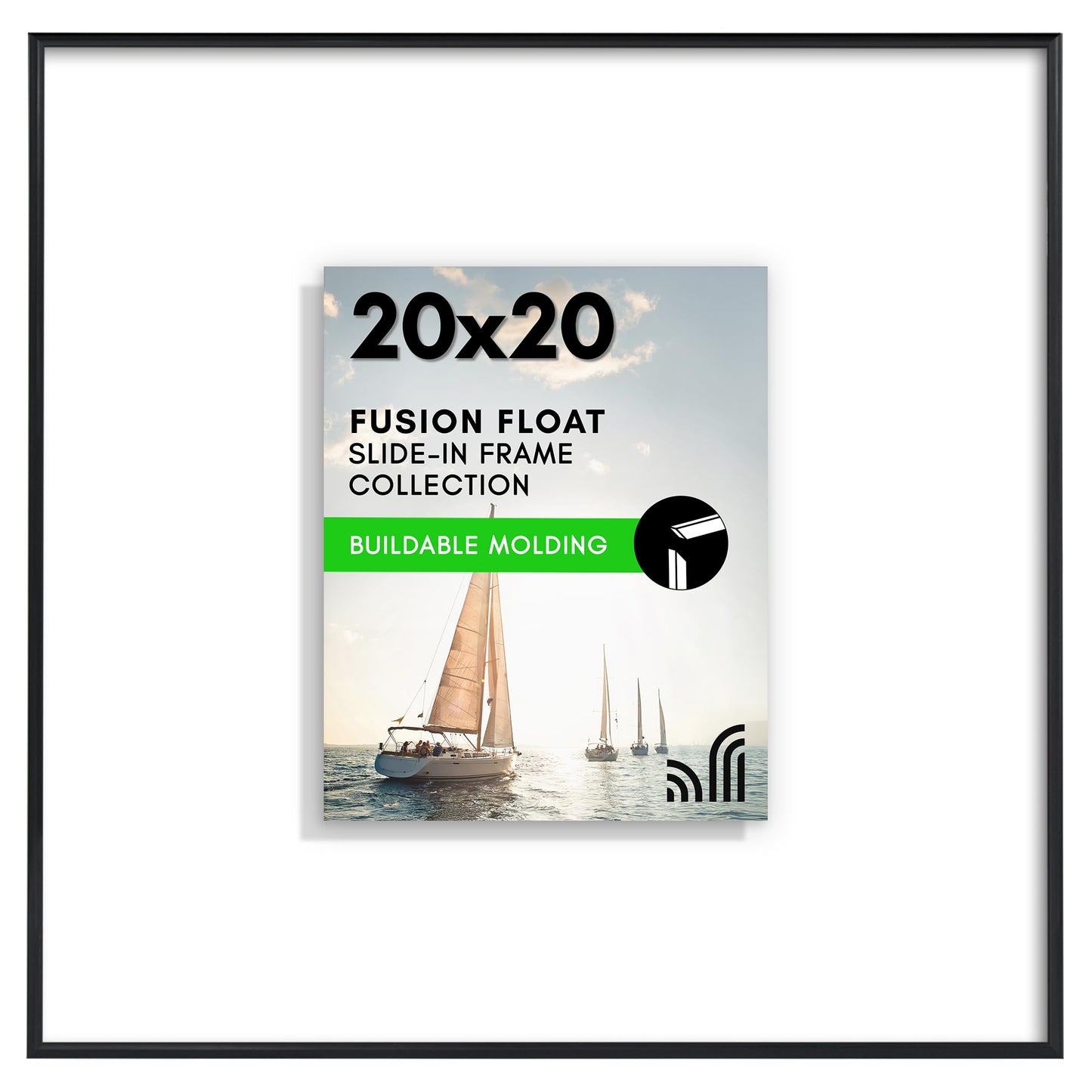 Americanflat Fusion Float Frame | Floating Slide-In | With Mat | Acrylic