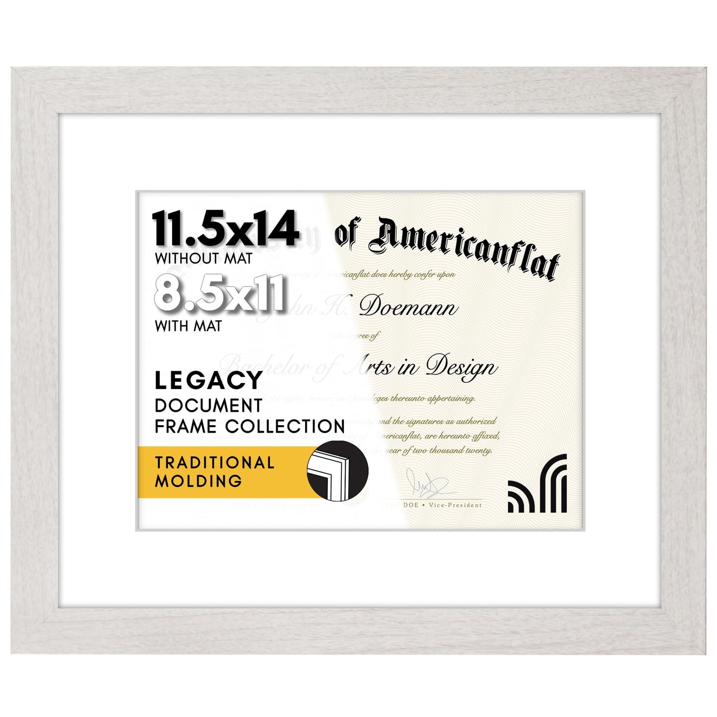 Americanflat Hudson Picture Frame | With Mat | Shatter-Resistant Glass