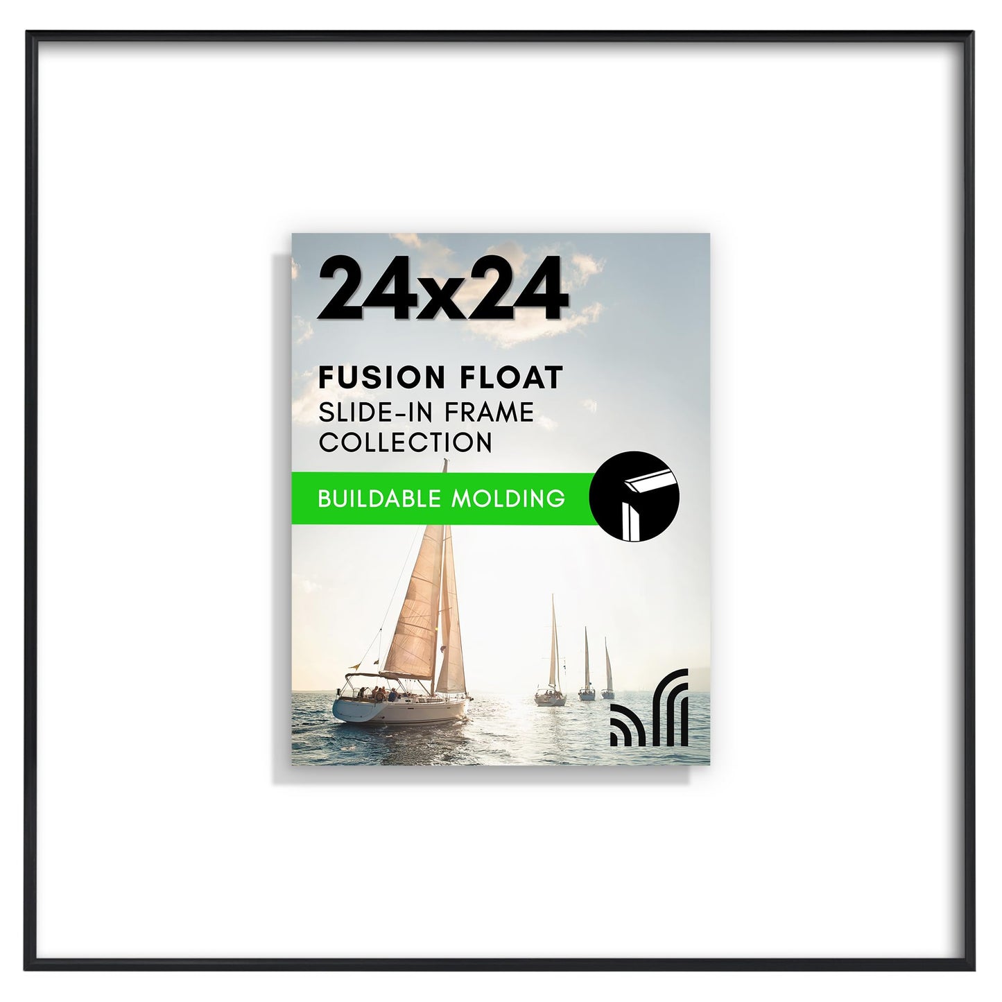 Americanflat Fusion Float Frame | Floating Slide-In | With Mat | Acrylic