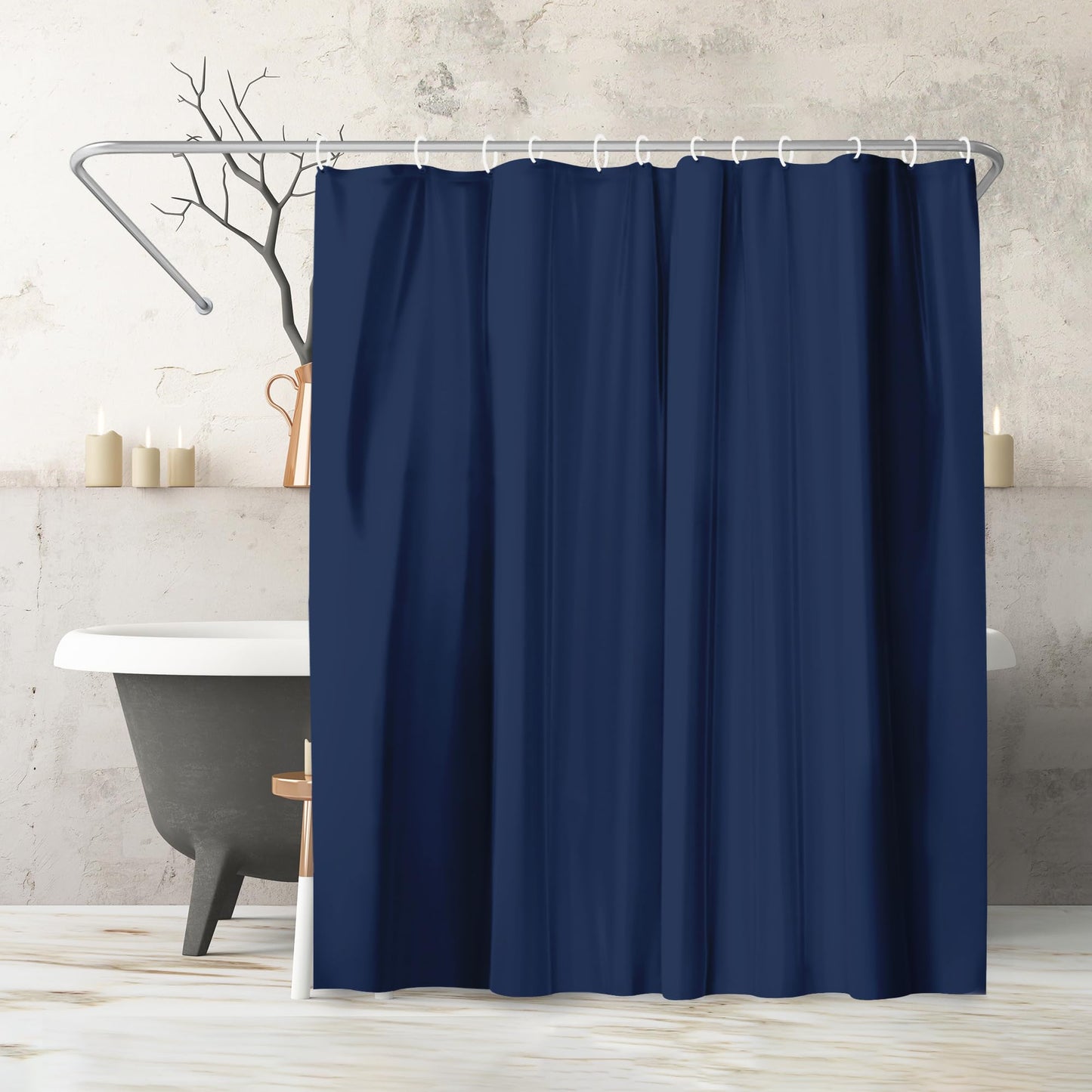 Shower Curtain 71x74, Water-Resistant, Hooks - Americanflat