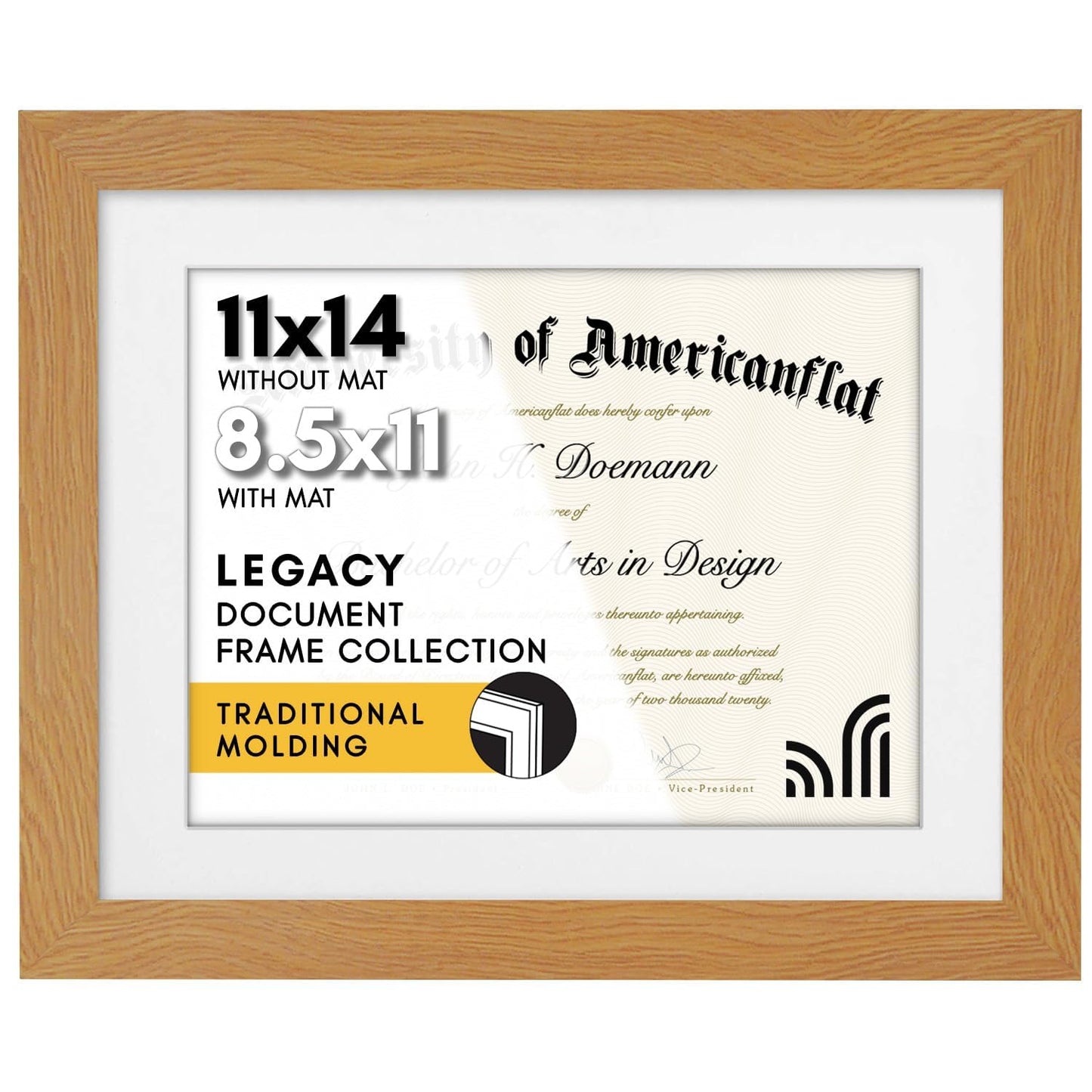 Americanflat Diploma Frame | With 8.5x11 Mat | Shatter-Resistant Glass