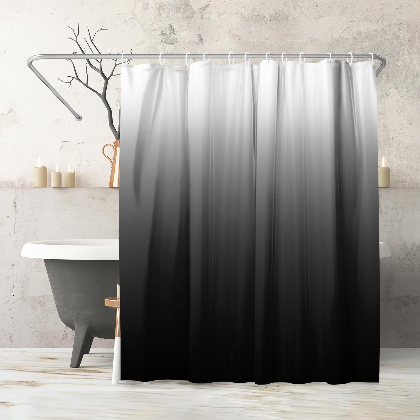 Shower Curtain 71x74, Water-Resistant, Hooks - Americanflat