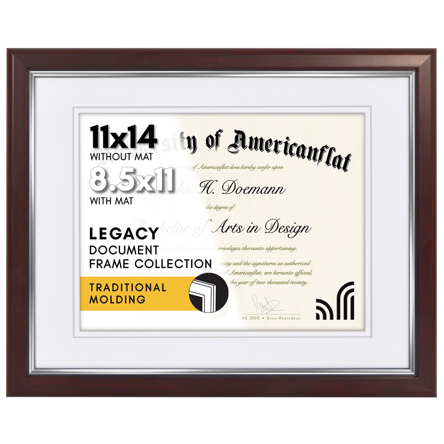 Americanflat Vintage Diploma Frame | With 8.5x11 Mat | Shatter-Resistant Glass