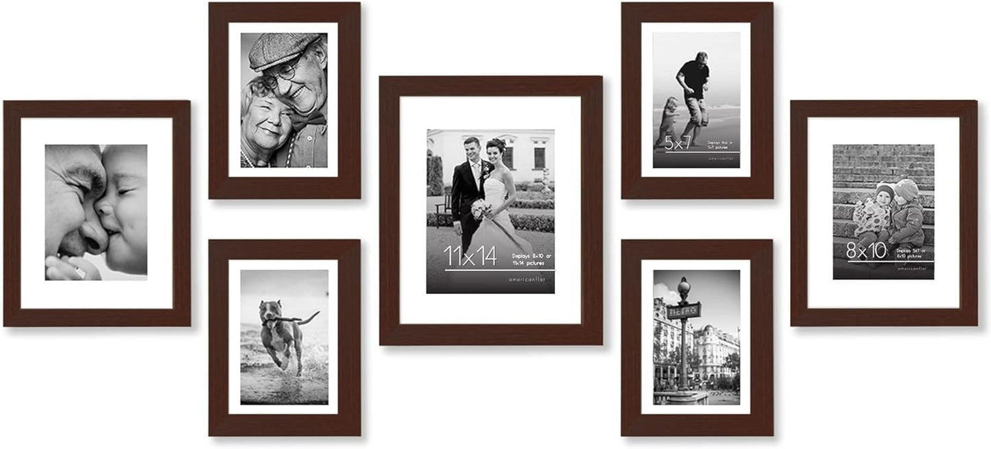 Americanflat Rustic 5x7 Picture Frame Set of 4 - Use As 4x6 Picture Frame with Mat or 5x7 Frame Without Mat - Photo Frame with Textured Engineered