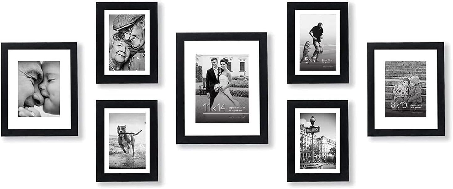 7 Piece Gallery Wall Picture Frame Set | Choose Your Color