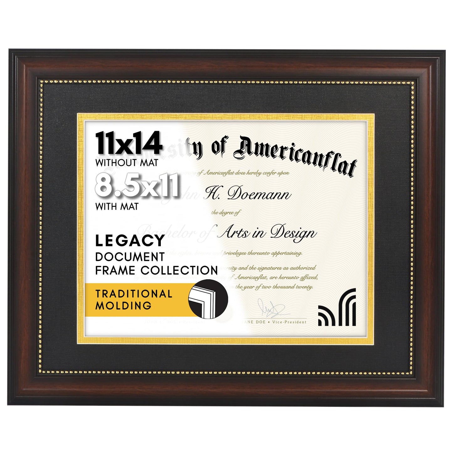 Americanflat Vintage Diploma Frame | With 8.5x11 Mat | Shatter-Resistant Glass