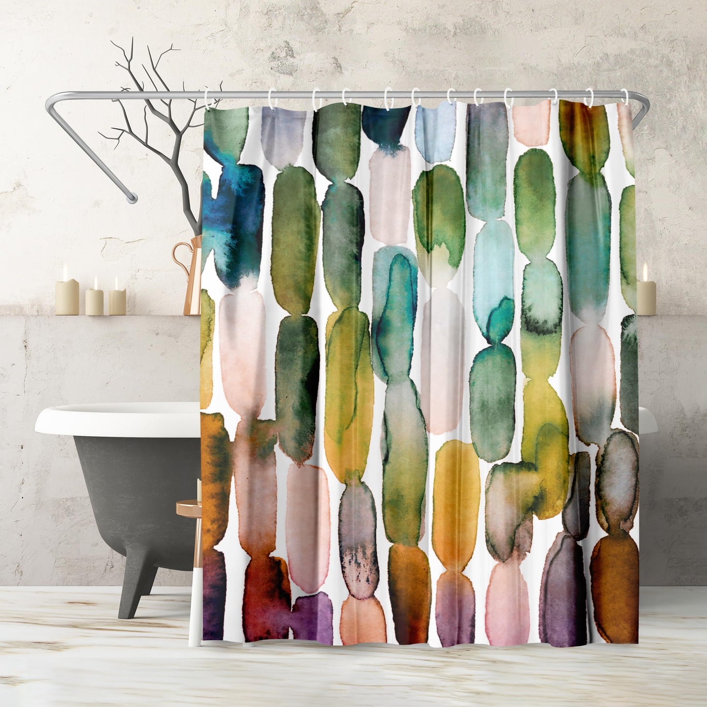 Shower Curtain 71x74, Water-Resistant, Hooks - Americanflat