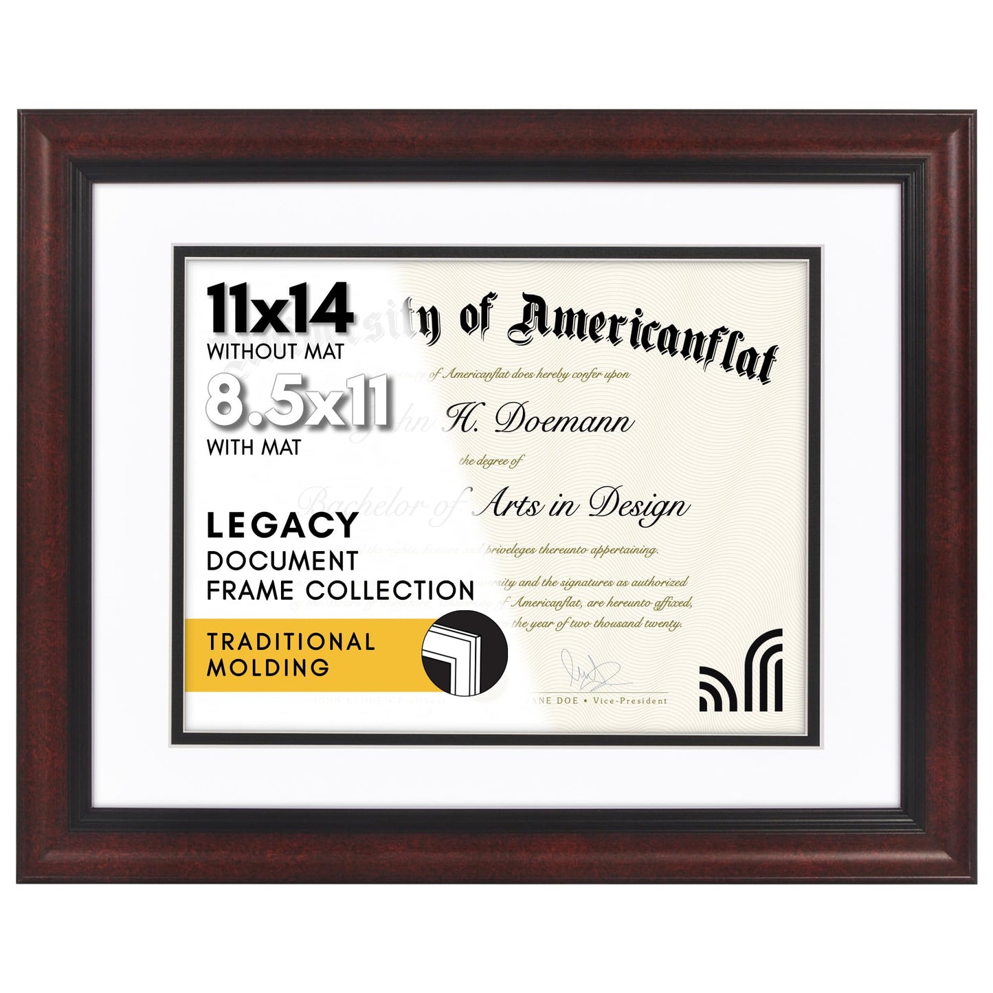 Americanflat Vintage Diploma Frame | With 8.5x11 Mat | Shatter-Resistant Glass