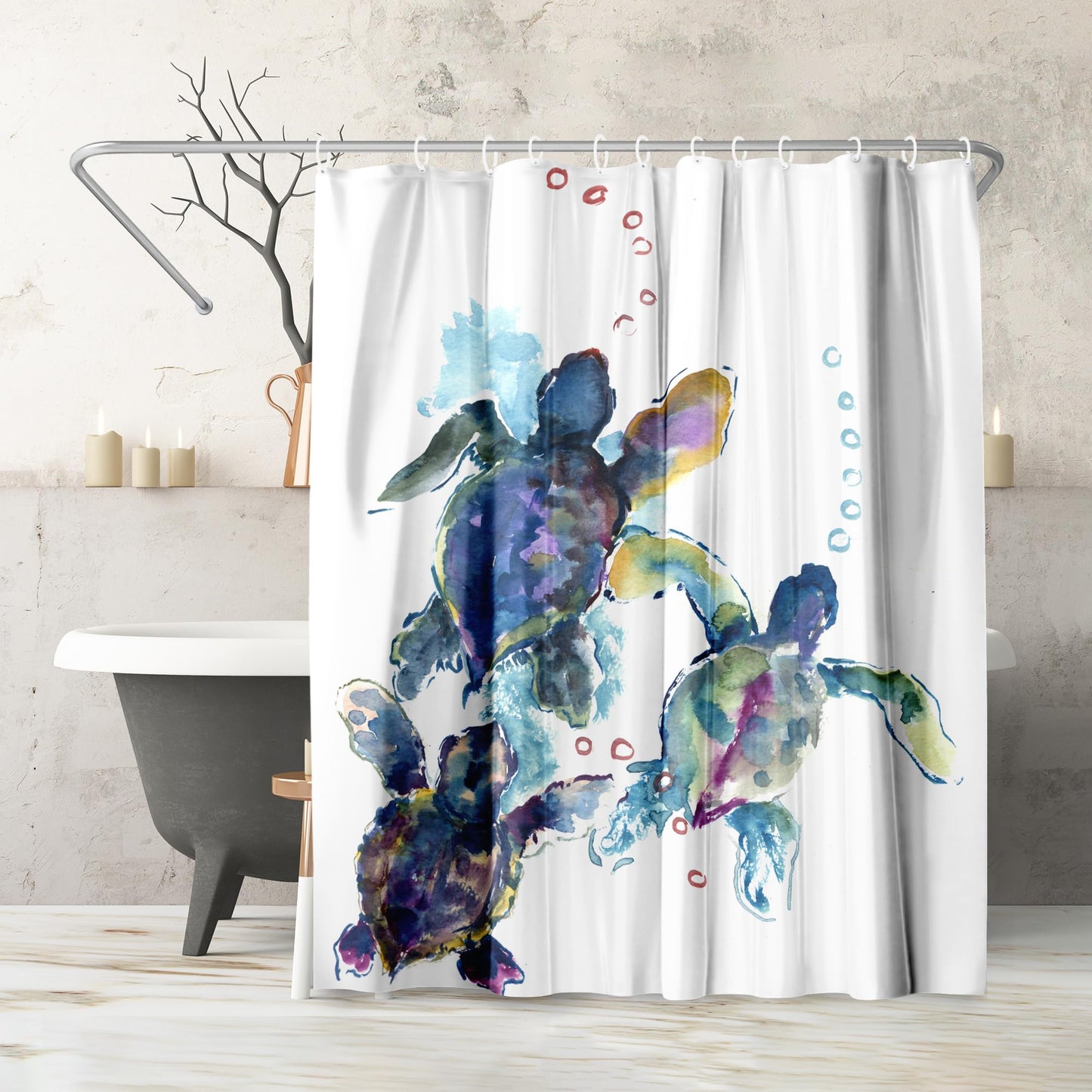 Shower Curtain 71x74, Water-Resistant, Hooks - Americanflat