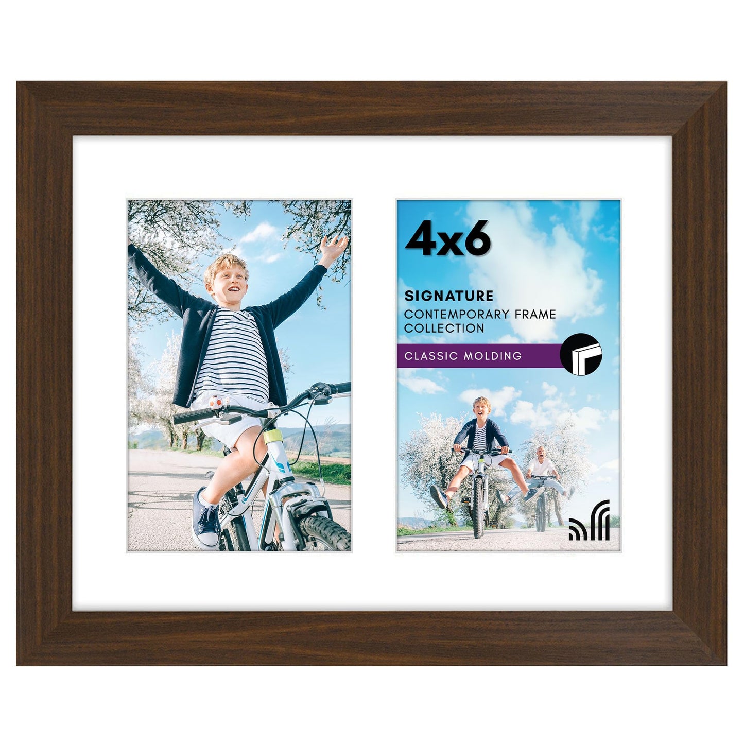 Americanflat Double Picture Frame | Two 4x6 Openings | 8x10 Overall | Shatter-Resistant