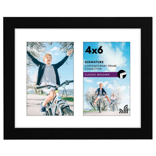 Americanflat Double Picture Frame | Two 4x6 Openings | 8x10 Overall | Shatter-Resistant