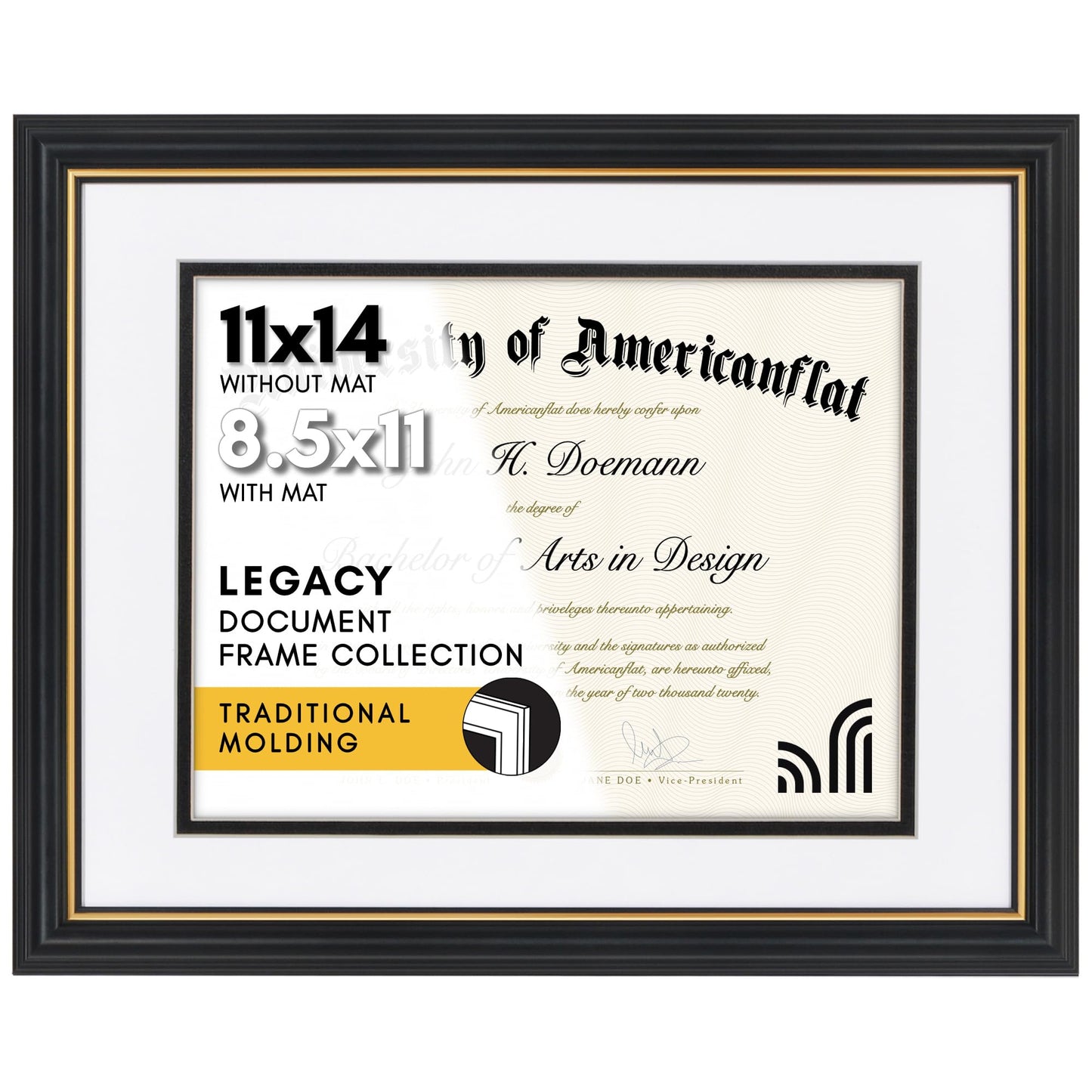 Americanflat Vintage Diploma Frame | With 8.5x11 Mat | Shatter-Resistant Glass
