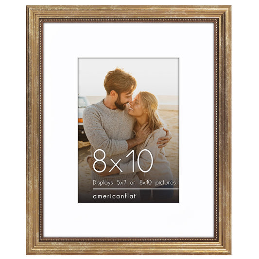 Americanflat Heirloom Frame | With Mat | Beaded Accents | Wall Display