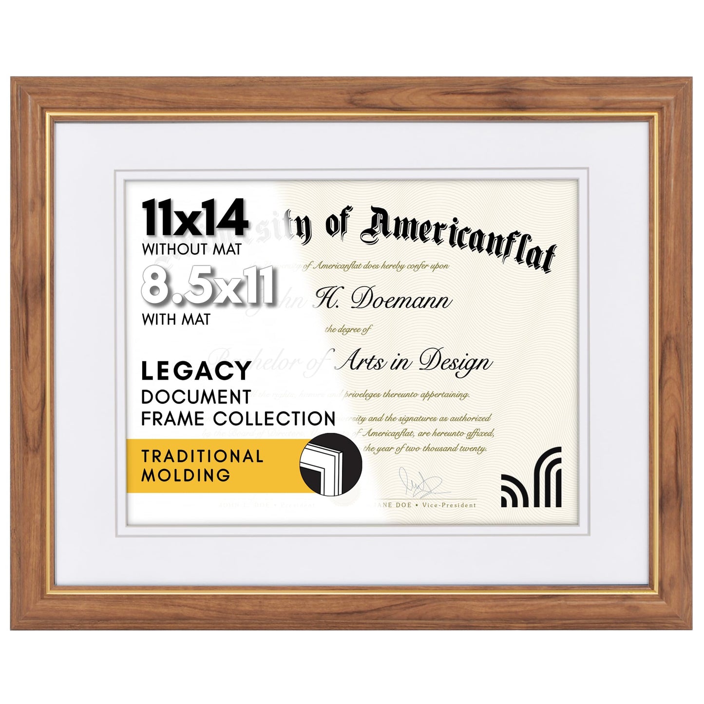 Americanflat Vintage Diploma Frame | With 8.5x11 Mat | Shatter-Resistant Glass