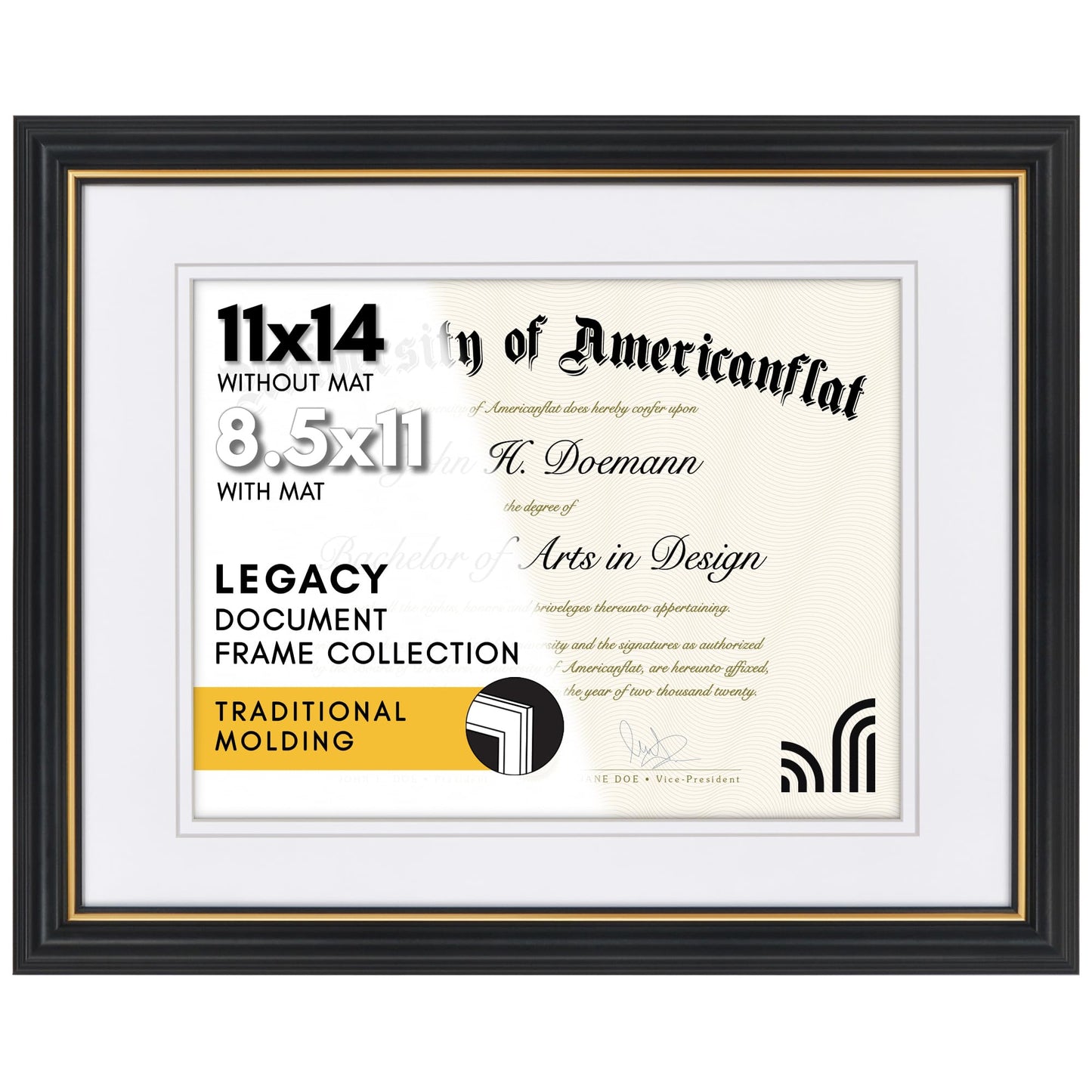 Americanflat Vintage Diploma Frame | With 8.5x11 Mat | Shatter-Resistant Glass