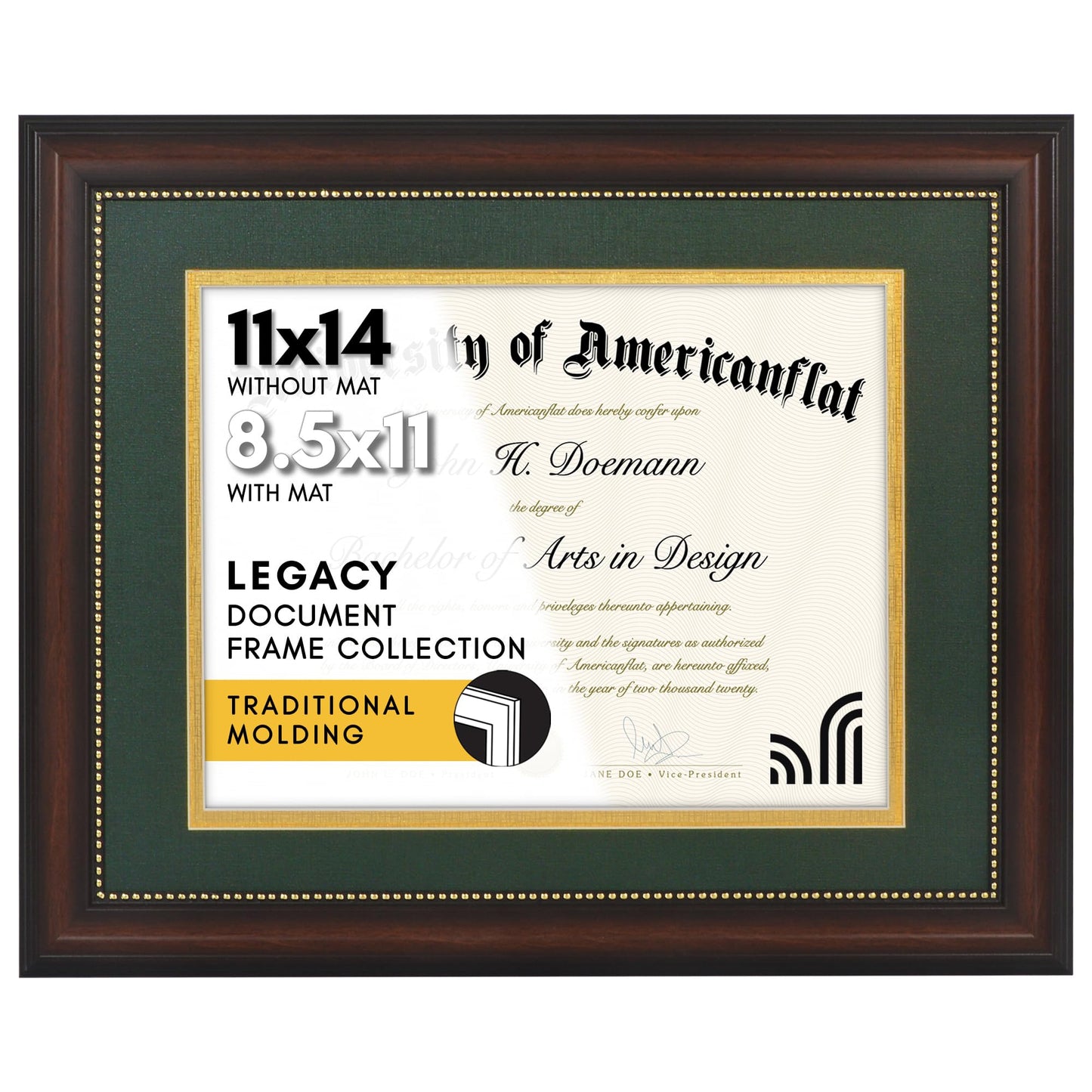 Americanflat Vintage Diploma Frame | With 8.5x11 Mat | Shatter-Resistant Glass