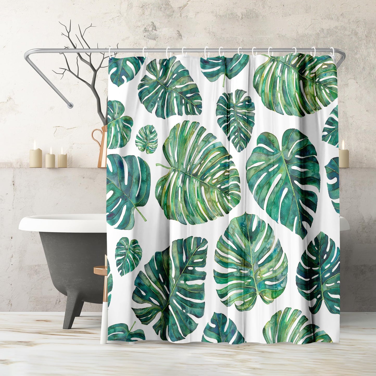 Shower Curtain 71x74, Water-Resistant, Hooks - Americanflat
