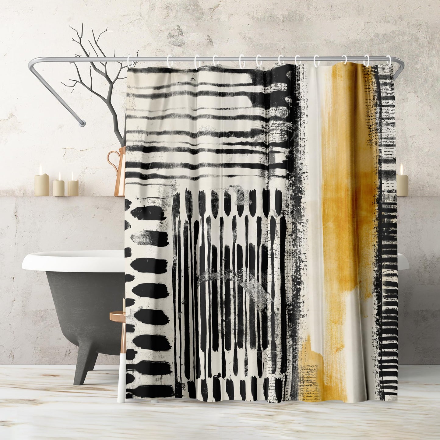 Shower Curtain 71x74, Water-Resistant, Hooks - Americanflat