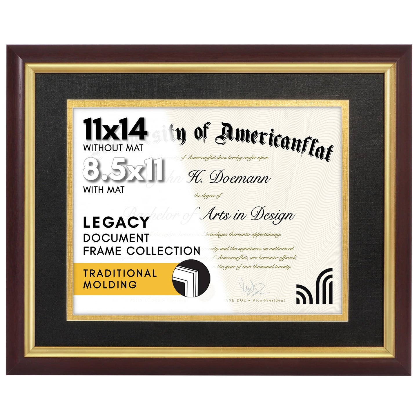 Americanflat Vintage Diploma Frame | With 8.5x11 Mat | Shatter-Resistant Glass