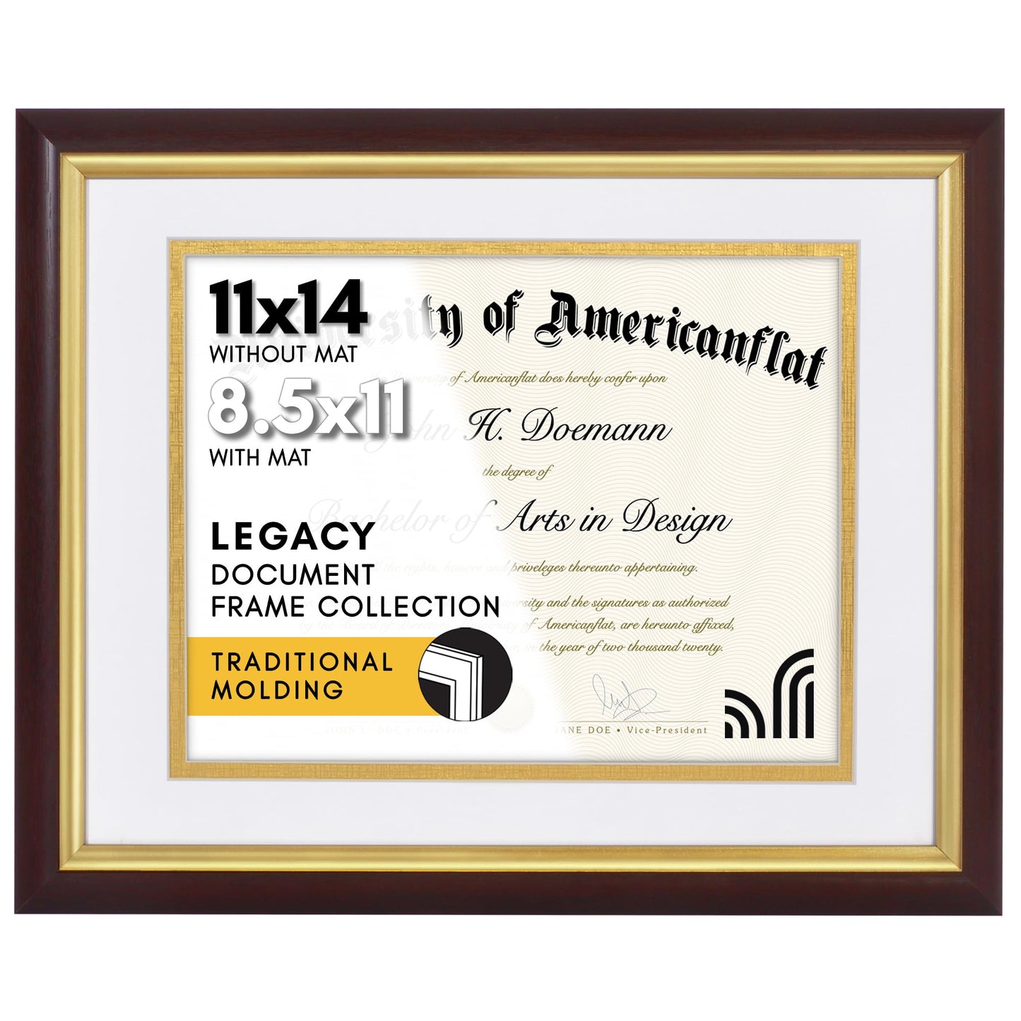 Americanflat Vintage Diploma Frame | With 8.5x11 Mat | Shatter-Resistant Glass