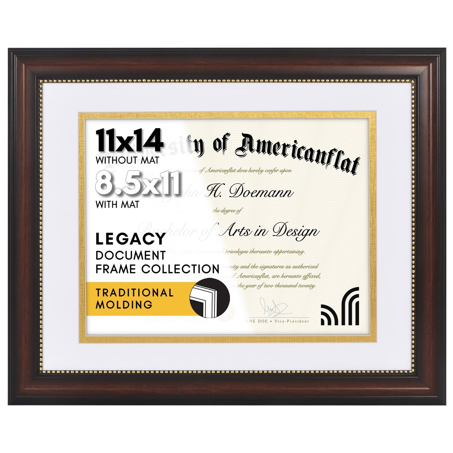 Americanflat Vintage Diploma Frame | With 8.5x11 Mat | Shatter-Resistant Glass