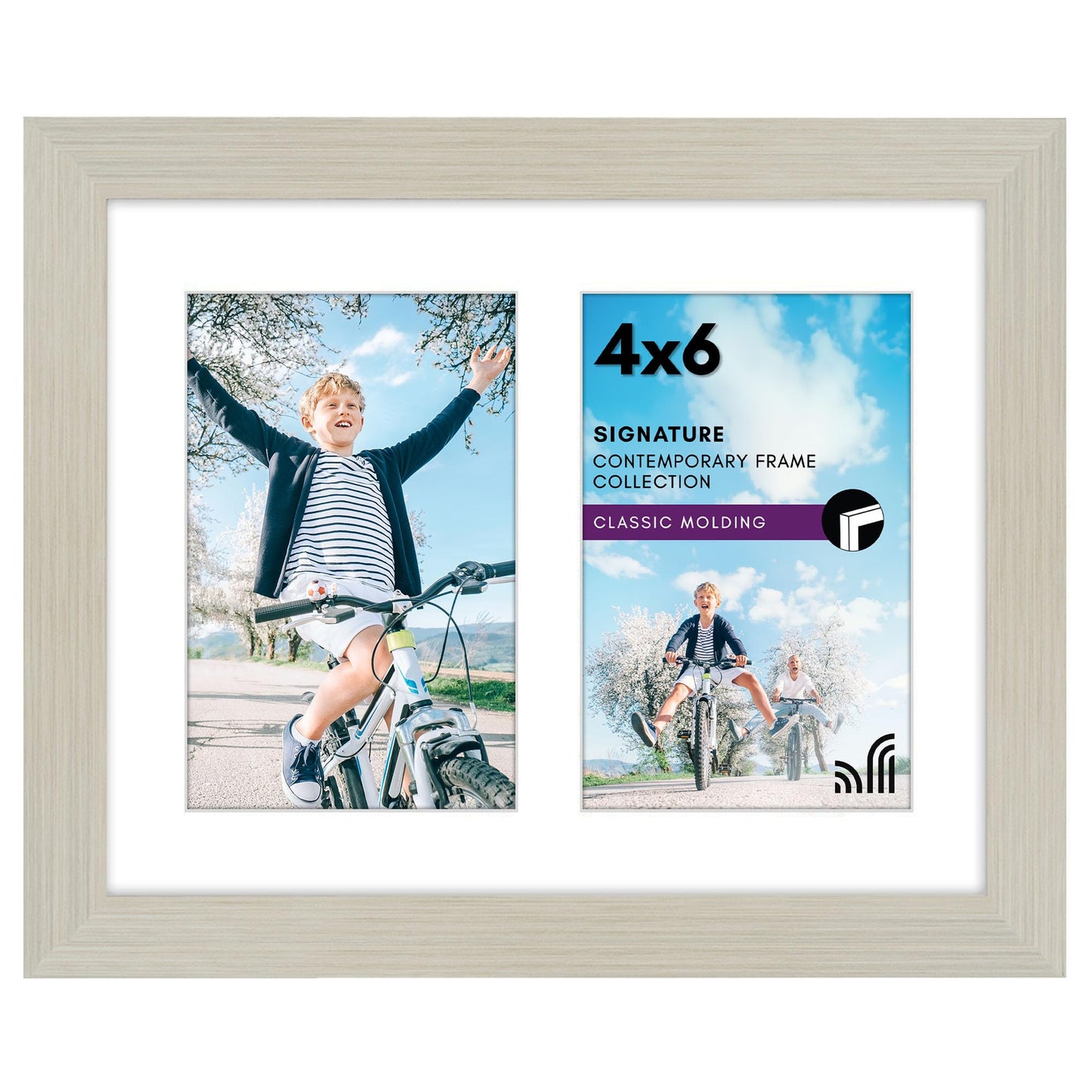Americanflat Double Picture Frame | Two 4x6 Openings | 8x10 Overall | Shatter-Resistant