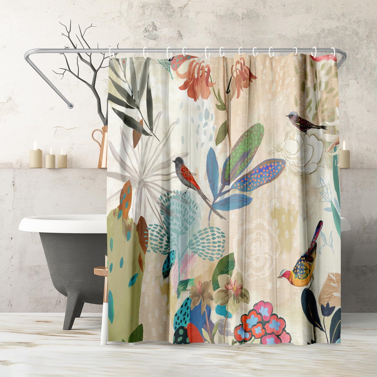 Shower Curtain 71x74, Water-Resistant, Hooks - Americanflat