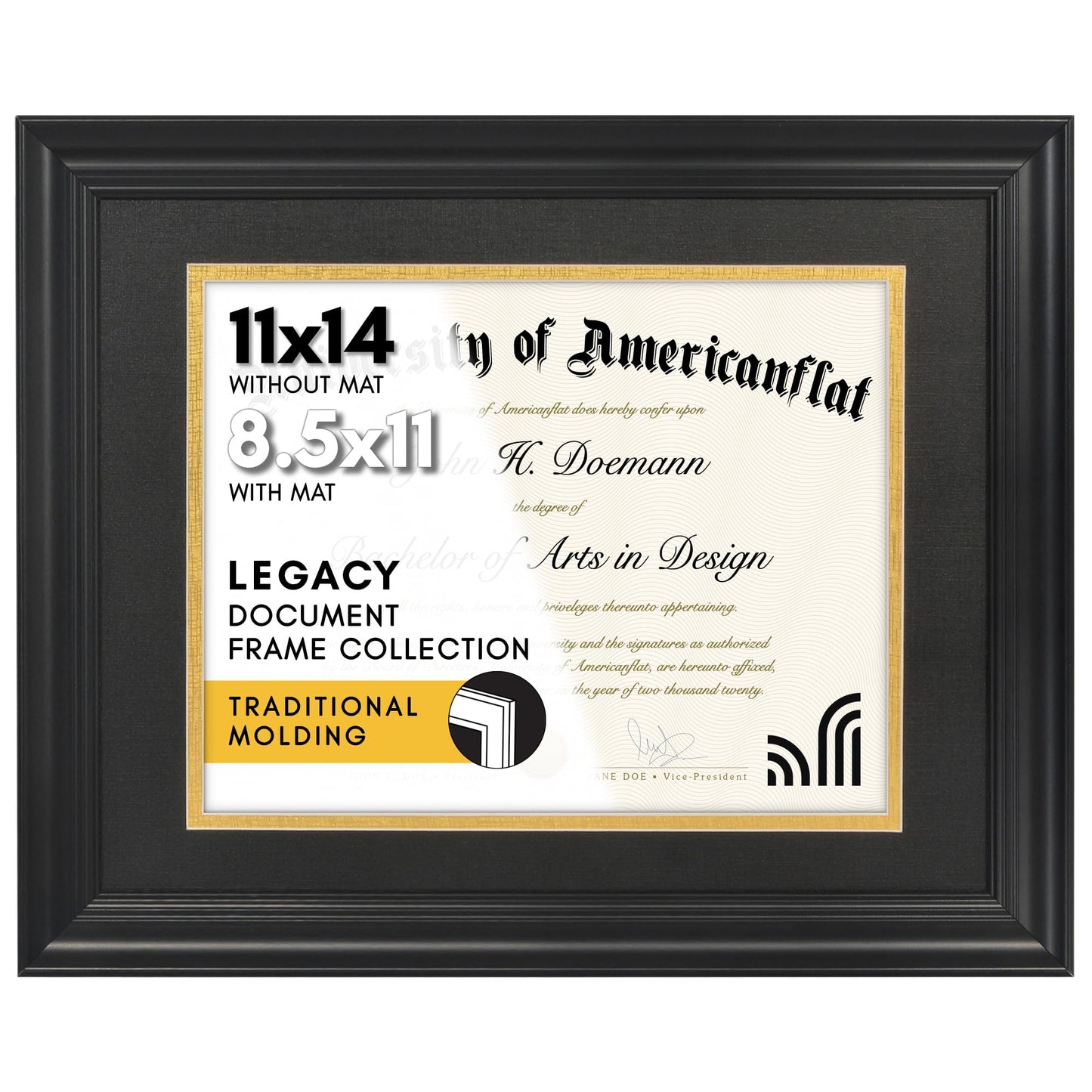Americanflat Vintage Diploma Frame | With 8.5x11 Mat | Shatter-Resistant Glass