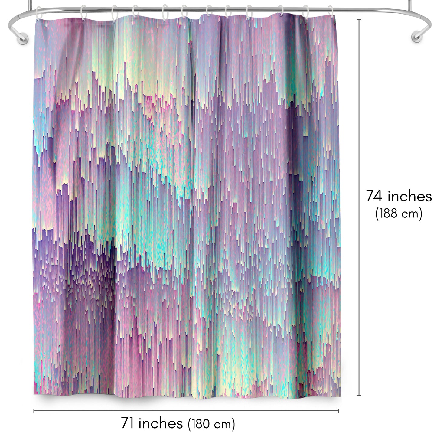 Americanflat 71x74 Shower Curtain - Abstract Design - Iridescent Glitches by Emanuela Carratoni