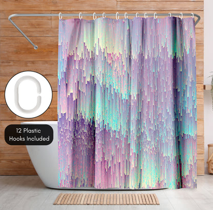 Americanflat 71x74 Shower Curtain - Abstract Design - Iridescent Glitches by Emanuela Carratoni