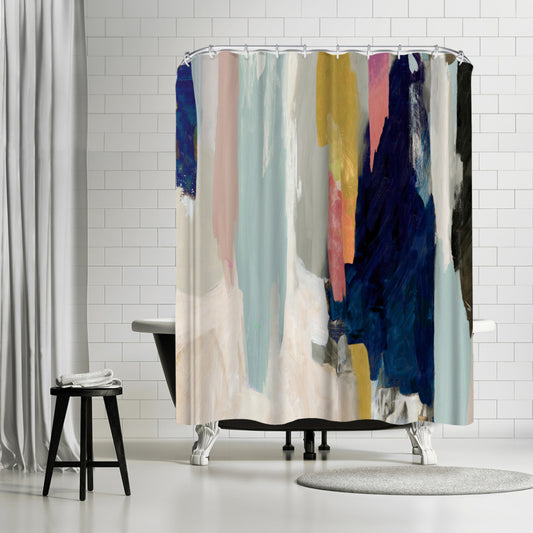 71" x 74" Abstract Shower Curtain with 12 Hooks, Somber by PI Creative Art