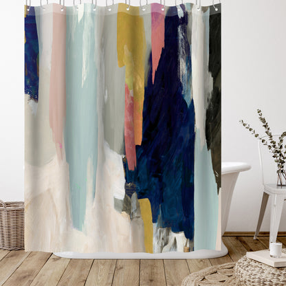 71" x 74" Abstract Shower Curtain with 12 Hooks, Somber by PI Creative Art
