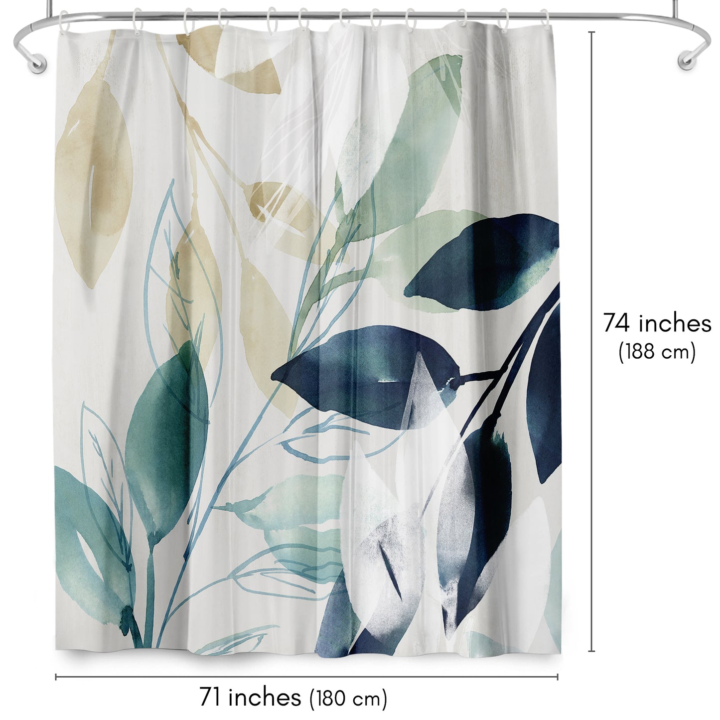 Americanflat 71x74 Green Sleeves Shower Curtain - 100% Polyester Shower Curtain