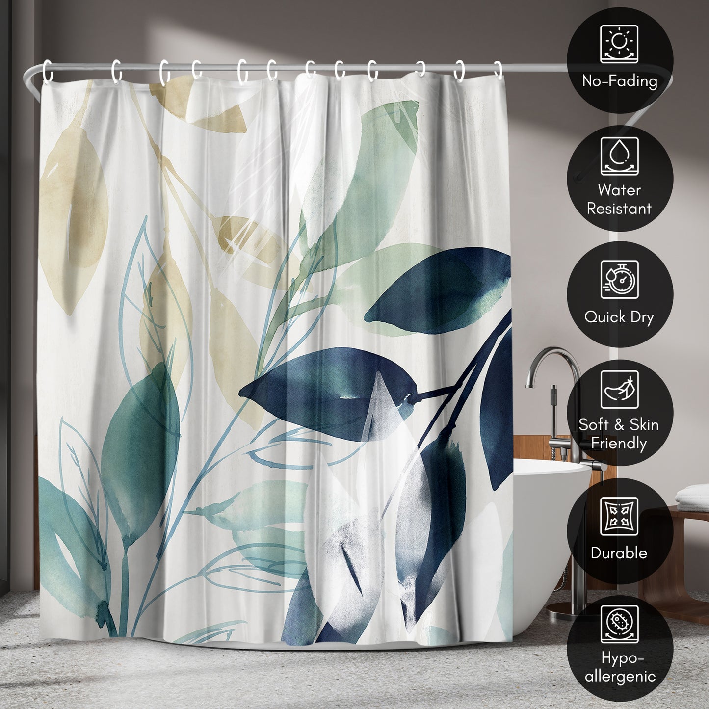 Americanflat 71x74 Green Sleeves Shower Curtain - 100% Polyester Shower Curtain