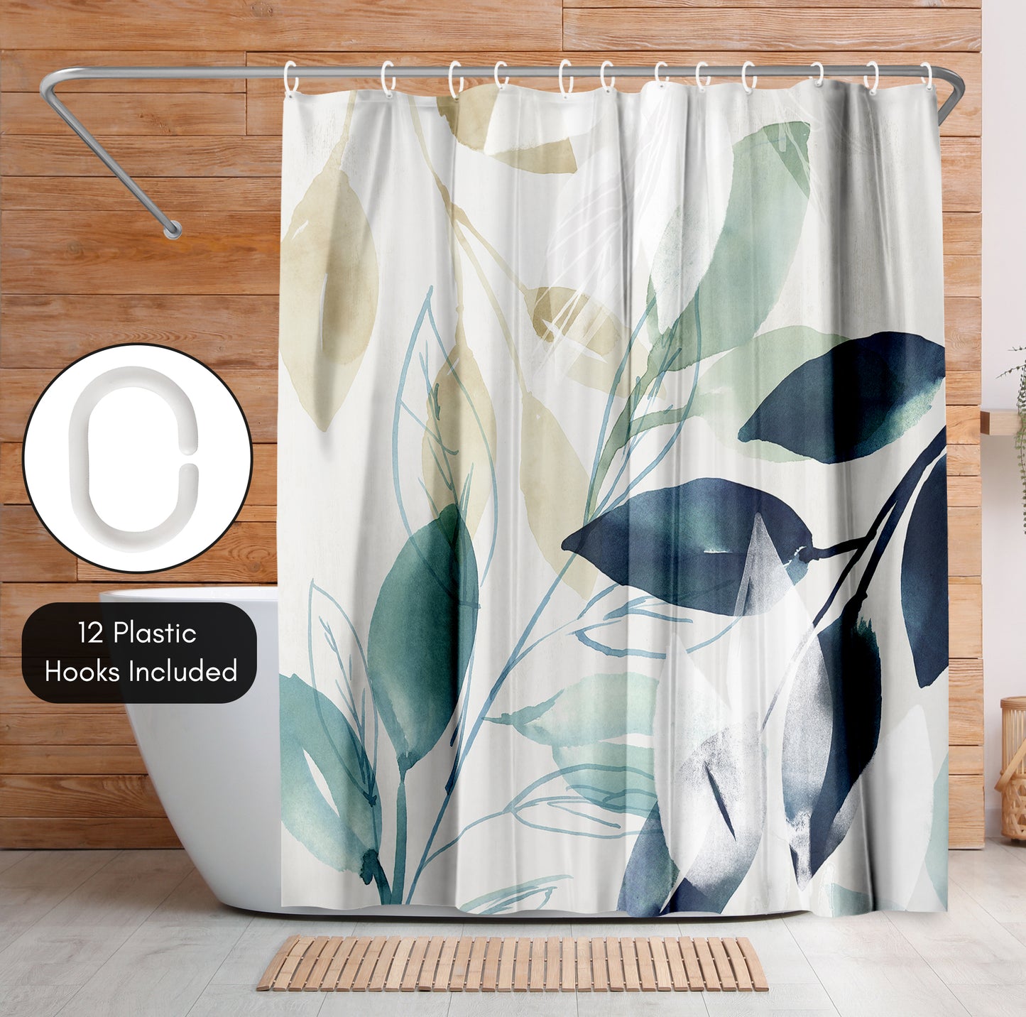Americanflat 71x74 Green Sleeves Shower Curtain - 100% Polyester Shower Curtain