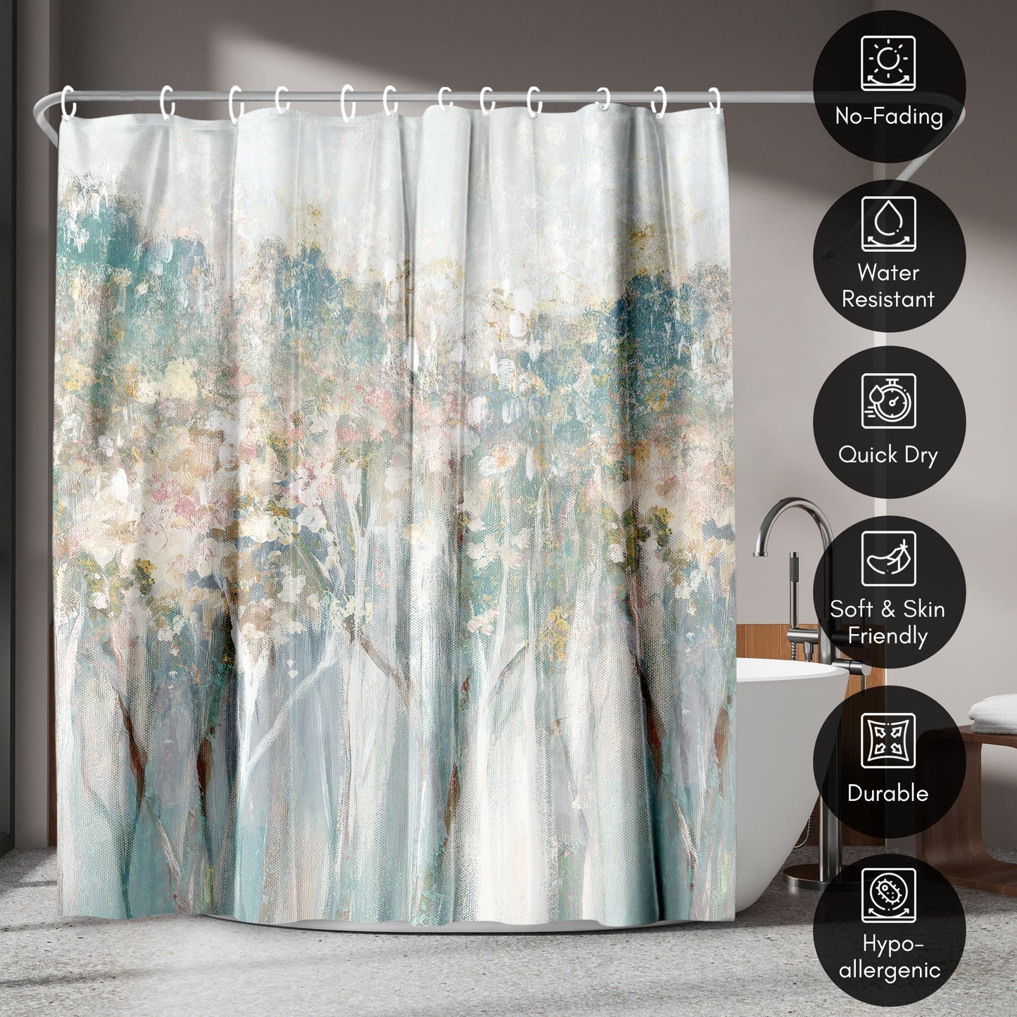 Americanflat 71x74 Shower Curtain - Colorful Abstract Design - Dewy Iii by PI Creative Art
