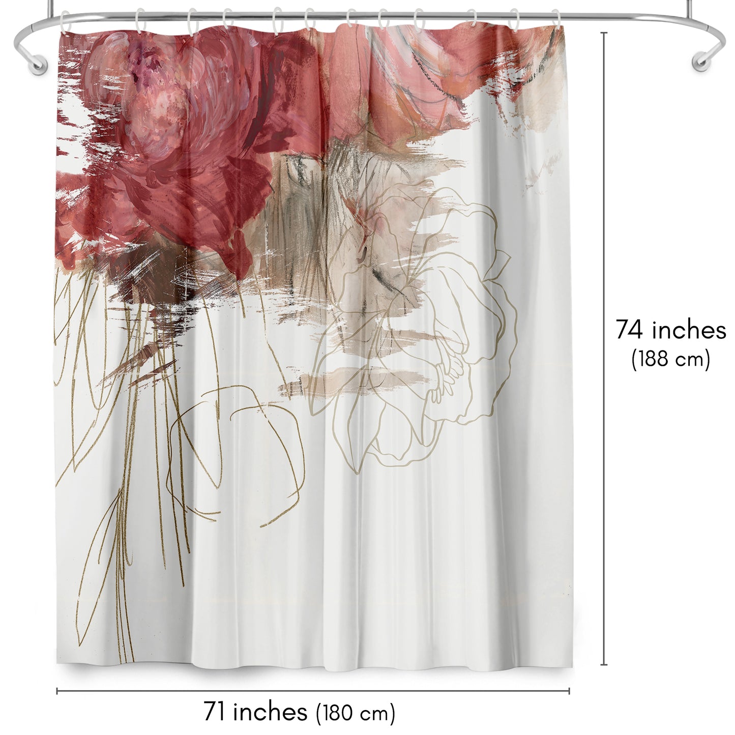 Americanflat 71x74 Crimson Lust Shower Curtain - 100% Polyester Shower Curtain