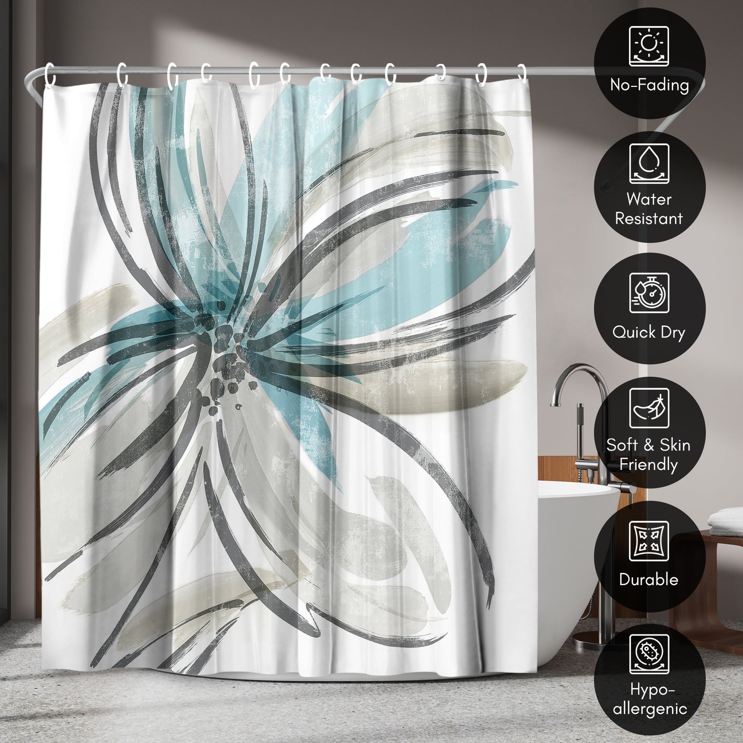 Americanflat 71x74 May Poem Shower Curtain - 100% Polyester Shower Curtain