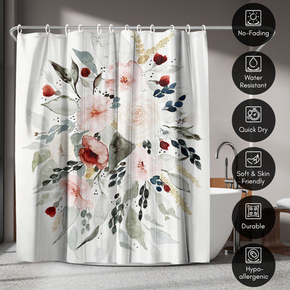 Americanflat 71x74 Loose Bouquet Shower Curtain - 100% Polyester Shower Curtain