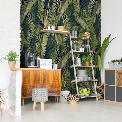 Peel & Stick Wallpaper Roll - Green Palm Leaf Wallpaper Roll by DecoWorks