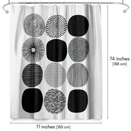 Americanflat 71x74 Shower Curtain - Abstract Shower Curtain - Pattern Circles Lisa Nohren