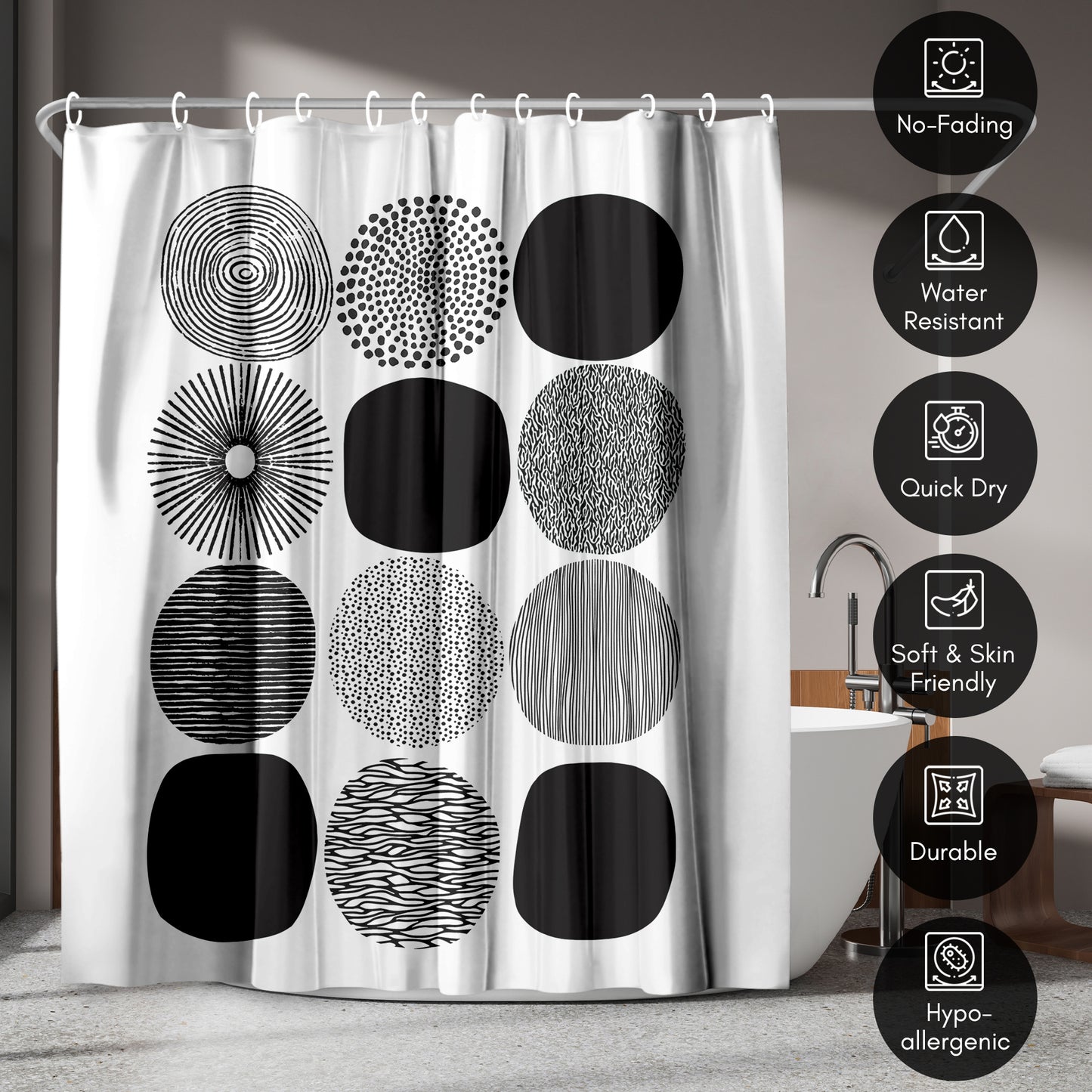 Americanflat 71x74 Shower Curtain - Abstract Shower Curtain - Pattern Circles Lisa Nohren