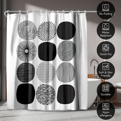 Americanflat 71x74 Shower Curtain - Abstract Shower Curtain - Pattern Circles Lisa Nohren