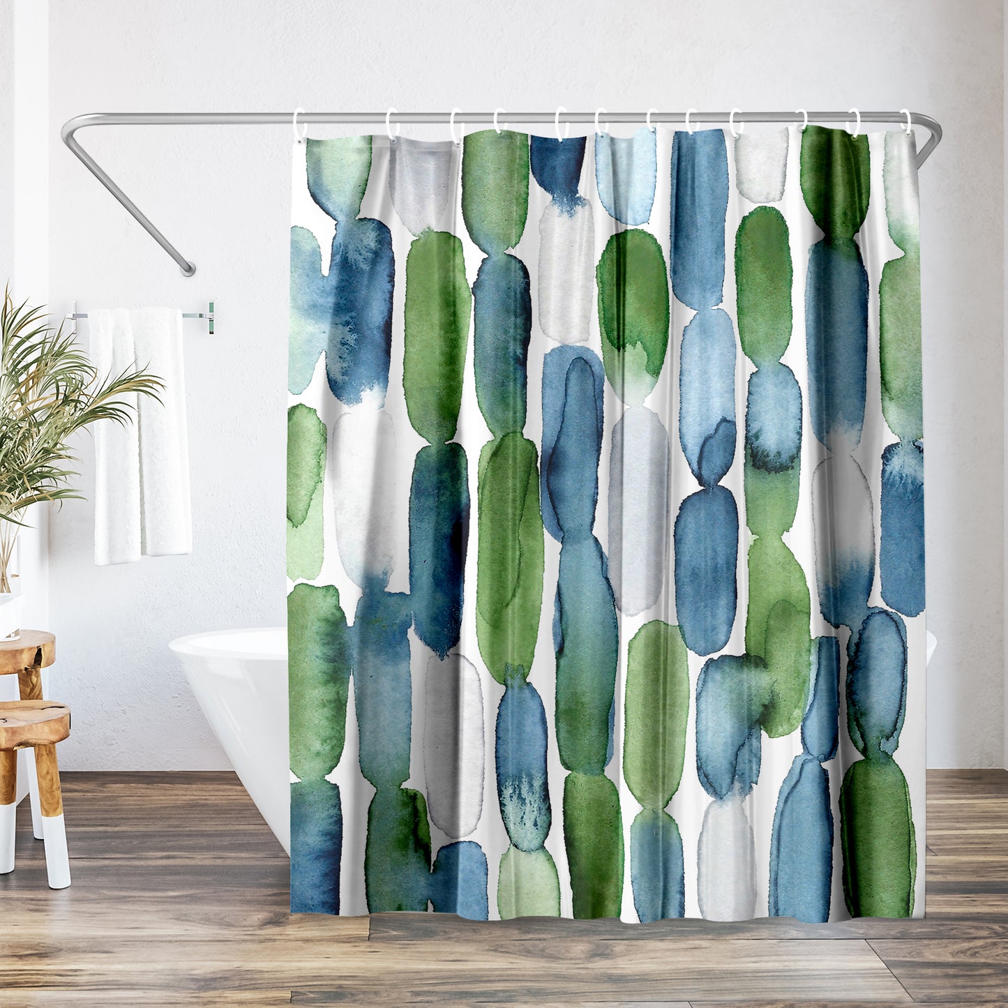 Americanflat 71x74 Shower Curtain - Purple Abstract Design - Watercolor Strokes by Lisa Nohren